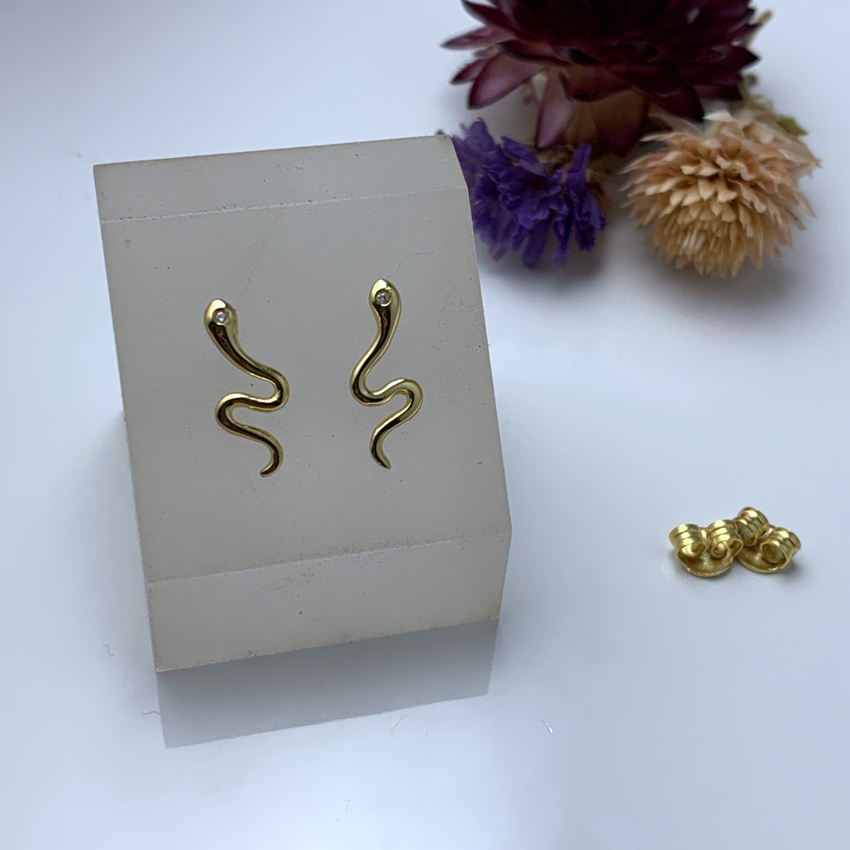 Gold Snake ear studs