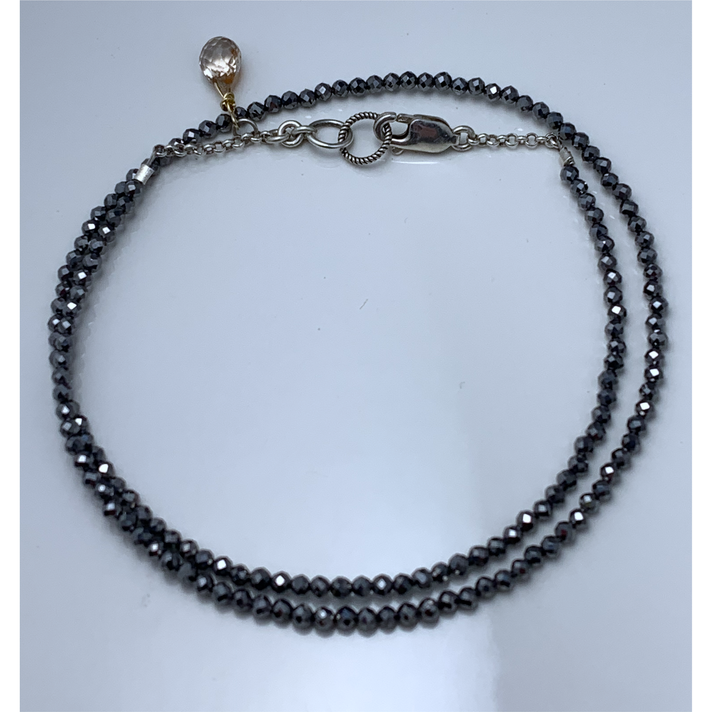 Black Spinel Bead Choker Bracelet Duo