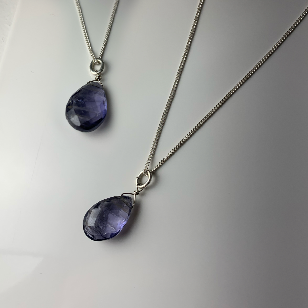 Sterling silver iolite pendant
