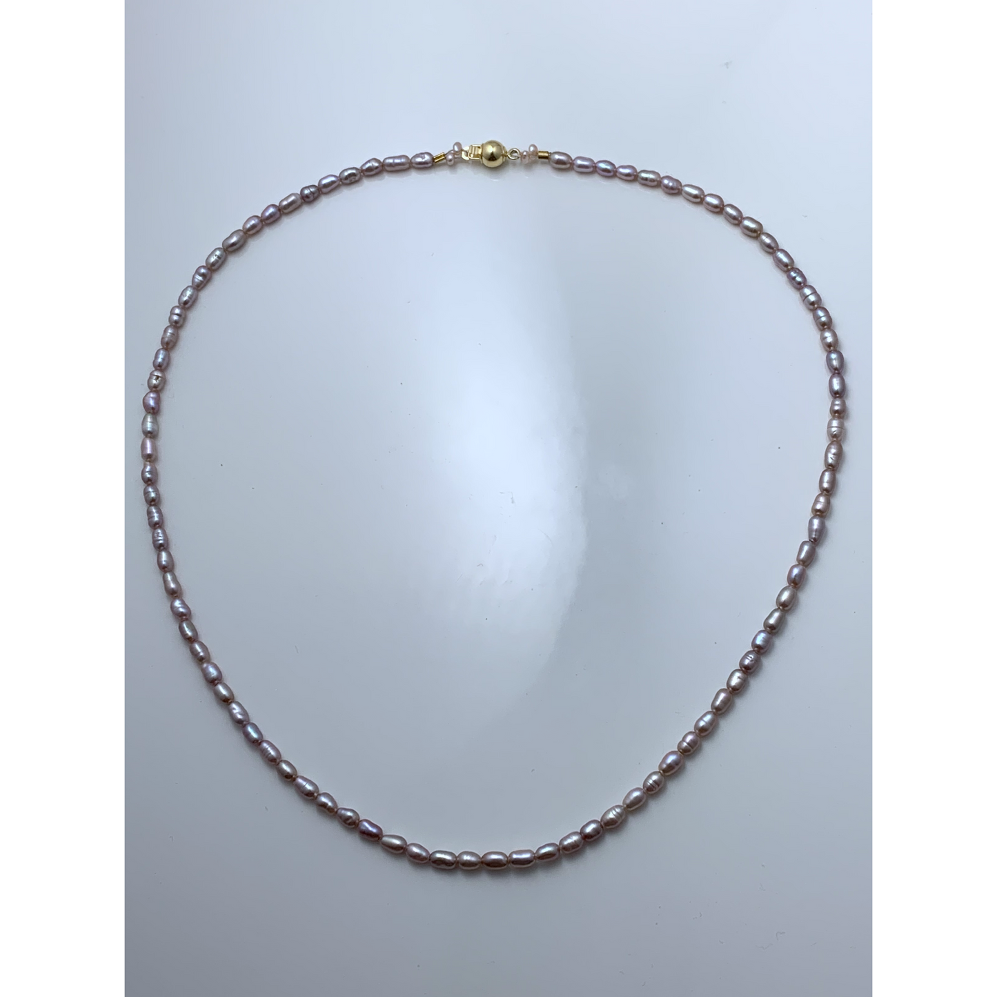 14k yellow gold peach pearl necklace