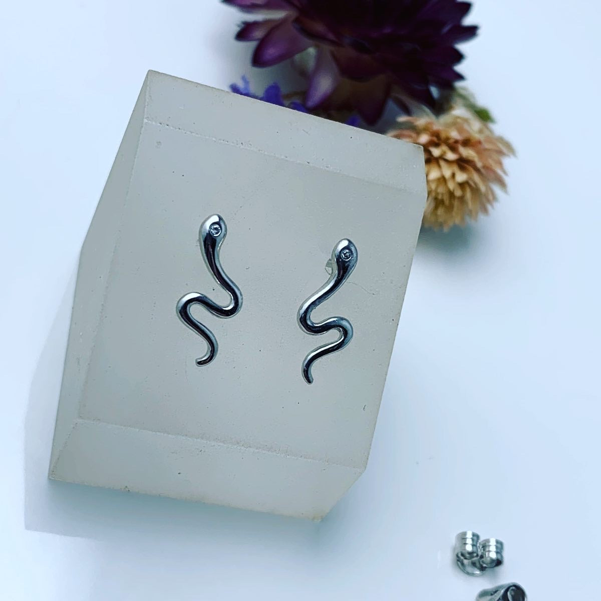 Sterling Snake Stud Earrings